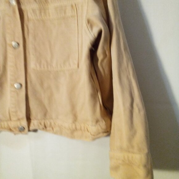 Old Navy Denim Jacket Women XL Button Up Long Sleeve Pockets Peach Orange - Picture 7 of 16